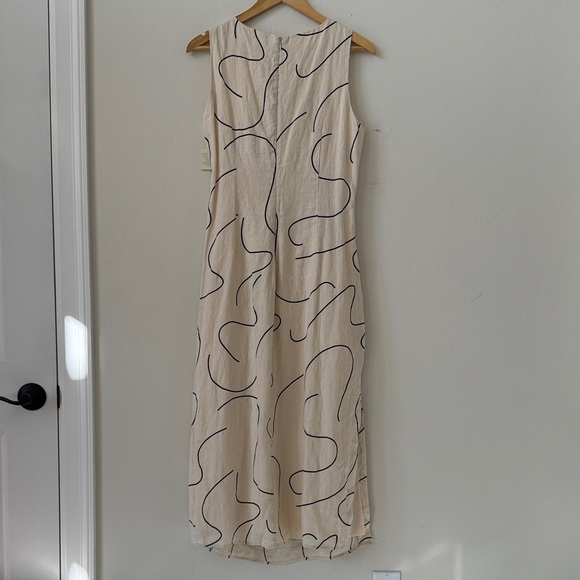 NWT Magaschoni 100% Linen Cream Sleeveless Summer Midi Dress Resortwear Vacation - Picture 9 of 14